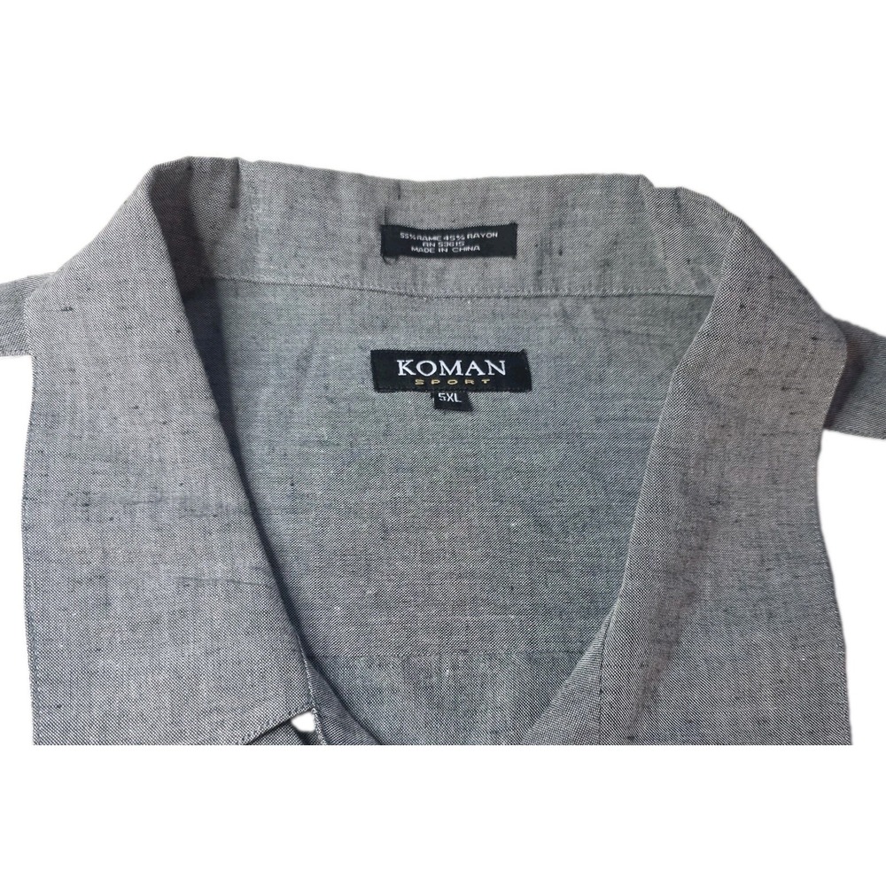 Koman Sport Men's 5XL Walking Suit 2pc Set Colorblock Ramie Rayon Gray White